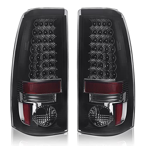Autosaver88 Led Tail Light Assembly Compatible With 1999-2006 Chevy Silverado 1500/2500/3500 And 1999-2002 Gmc Sierra 1500/2500/3500 Black Housing And Smoke Lens (Fit Fleetside Models Only) #TOP5