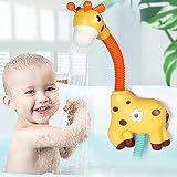 Giraffe Baby Bath Toys, Automatic Sprinkler Suction Bath Toy for Toddlers 1-3, Bathtub Toys Water To