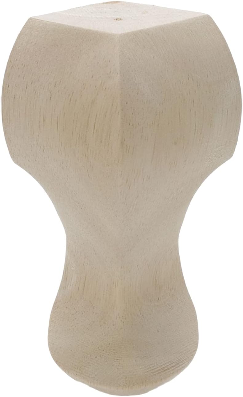 5.83 Inch Height Solid Wood Furniture Legs 4Pcs, Sofa Table Cabinet Dresser Wood Legs Replacement, Unfinished Square Feet Curvilinear