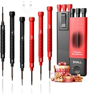 SHALL 6-Piece Precision Screwdriver Set with Pop-up Case, Double-end Magnetic Small Screwdrivers in 12 Specifications, Phillips/Slotted/Torx/Pentalobe/Triwing for Computer,Glasses,Watch,Phone,Switch
