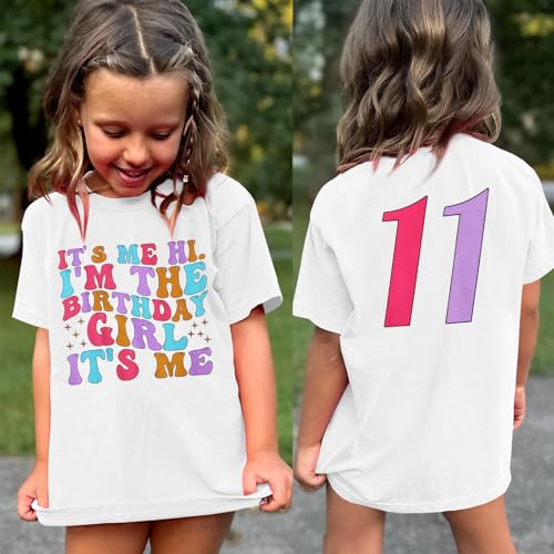 Image of Its Me Hi Im The Birthday Girl Its Me Birthday Girl Shirt Kid B-Day T-Shirt Party Tee Outfit Short Sleeve Tops 6-12Y