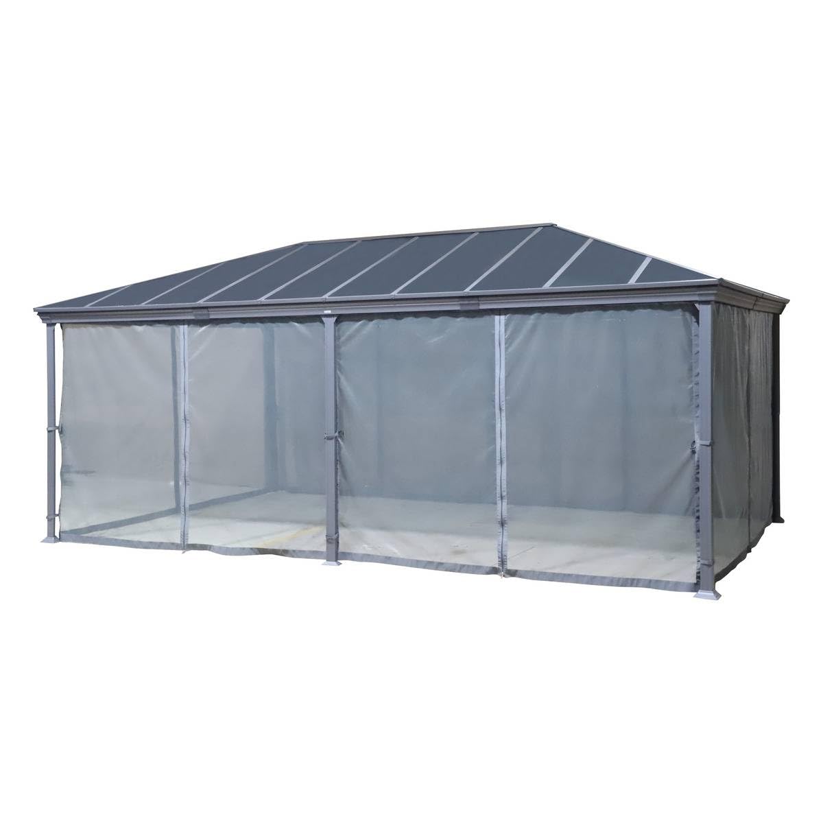 Hespéride - Pergola autoportante Belize Graphite 3,6 x 6m en Aluminium et Polycarbonate