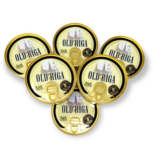 Old Riga Smoked Sprats in Oil 160g/5,6 Oz | Kosher Product, Non GMO, Keto Friendly | Rich in Omega-3 Fatty Acid, Vitamins and Minerals| From Fresh Wild Caught Sardines of Cold European Seas| (Pack of 6)