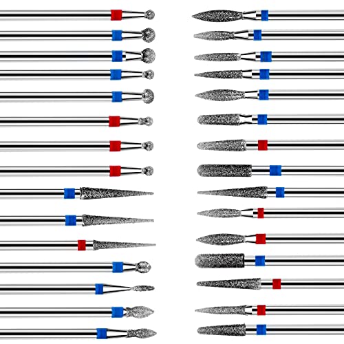 Lusofie 30 Pezzi Frese per Unghie Diamantate Set Trapano Elettrico per Unghie Strumento di Rimozione per Pedicure per Manicure per Unghie in Gel aAcrilico Cura Delle Uunghie per la Casa del Salone