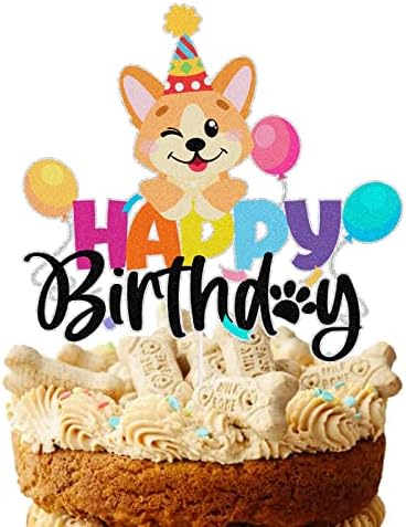 Dog Puppy Happy Birthday Cake Topper Pet Theme Bday Party Cake Decorations Supplies
