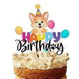 Dog Puppy Happy Birthday Cake Topper Pet Theme Bday Party Cake Decorations Supplies