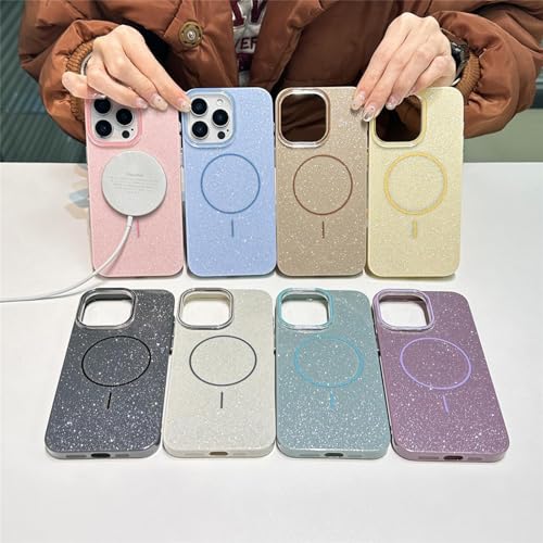 Coque magnétique pour iPhone 14 Pro antichoc finition paillettes or luxe - 2