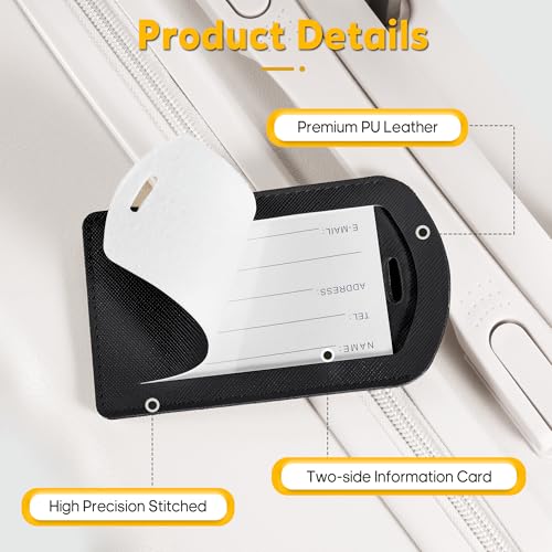 3 Pack Luggage Tags for Suitcases, TSA Approved Bag Tags, Baggage Tags with Privacy Protection, Travel Essentials Luggage Accessories, Black4