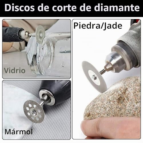 Miniatura 3 de Discos De Corte Para Dremel, Mini Disco Corte Diamante Mini Hoja De Sierra Circular Hss Mini Disco De Corte De Resina 3mm Mandril Para Accesorios De Dremel Para Cortar Madera Piedra Metal