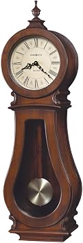 Howard Miller Arendal Wall Clock, Wooden Finish with Stick Pendulum, Quartz Dual-Chime Movement, Volume Control, Roman Numerals, Analog Display for Home and Office