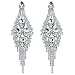 CHRAN Silver Teardrop Crystal Long Tassels Dangle Earrings Sparkling Rhinestone Ladies Gifts
