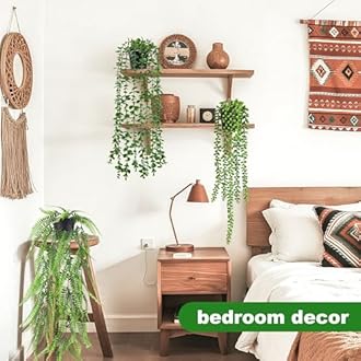 Der Rose 4Pcs Fake Plants Hanging Artificial Ivy Vine Faux Eucalyptus Hanging Plants, Boston Fern, String of Pearls for Living Room Bedroom Boho Wall Shelf Indoor Outdoor Decor