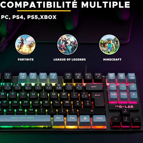 The G-Lab - Keyz Caesium TKL - Tastiera Gamer TKL 87 Tasti cablati USB AZERTY, RGB personalizzabile, Macro programmabili - Tastiera Gaming Compact senza tastierino numerico PC/PS4/PS5/XBOX - - Tastiera gaming - Immagine 6