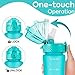 OLDLEY Kids Water Bottle with Straw for School Girls Boys, 15 oz Unbreakable Leak-Proof BPA-Free Motivational Water Bottles with Times to Drink for Travel Sports Gym, 1 Straw Lid, Mint