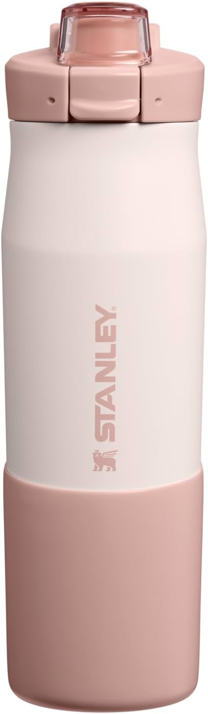 Botella STANLEY Vitalize Tempo, 24 oz, Cuarzo Rosa | Tapa con seguro a prueba de fugas | Boquilla cubierta | Asa de acero | Base protectora removible | Botella de agua ligera para gimnasio libre de BPA