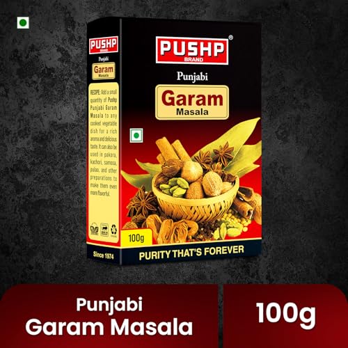 Image of Pushp Brand Punjabi Garam Masala Powder 100g Box | Mixed Spice Blend Masala