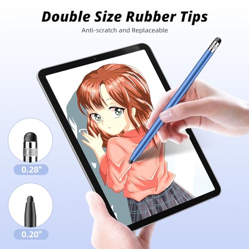 Rubber tips for Stylus Pens (15 pair, 0.2\'\' & 0.28\'\') replacement nibs for touch screen Pen,Soft,No scratches,Universal stylus ends