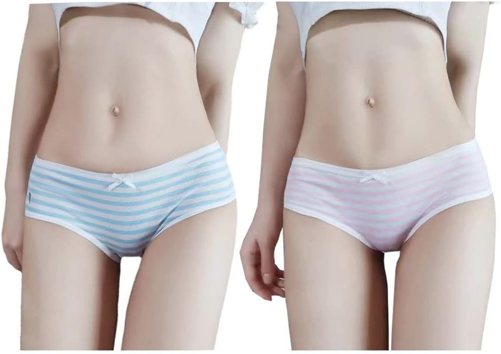 Japanese Style Cute Striped Cotton Thong Pouch Bikini Underwear Briefs Cosplay Panties for Women Men Pack of 2