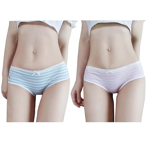 FASXIR Japanese Style Cute Striped Cotton Thong Pouch Bikini Underwear Briefs Cosplay Panties for Women Men Pack of 2 - X-Small-X-Large - Style 1