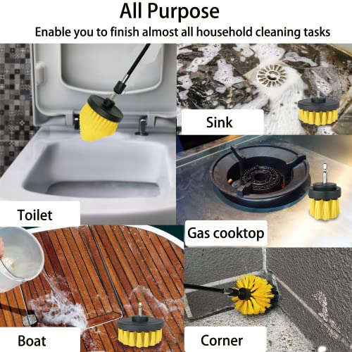 Image of 8 Pack Drill Brush Attachment Set, 1 /4in Power Scrubber Brush + Extend Long Rod, Brush Drill Attachment, Power Cleaning Scrub Brush for Bathroom, Tub, Tile, Corner, Floor(Black)