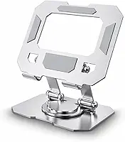 Suporte para Tablet Alumínio Ajustável 360° | Base Antiderrapante | Compatível com iPad, Celular e Notebook | Suporte Ergonômico para Mesa e Estudo (Prata)