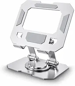 Suporte para Tablet Alumínio Ajustável 360° | Base Antiderrapante | Compatível com iPad, Celular e Notebook | Suporte Ergonômico para Mesa e Estudo (Prata)