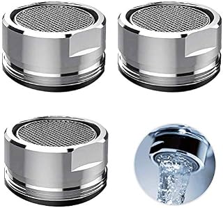 3 Pack Tap Faucet Aerator, 24mm Kitchen Sink Aerator Replacement Parts with Gasket Brass Shell, 15/16-Inch Male Threads Aerator Bathroom Faucet Filter, Polished Chrome