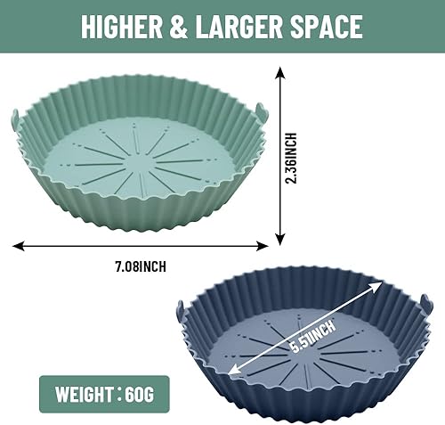 Miniatura 2 de Accesorios para freidora de aire forros de silicona paquete de 2 freidoras de aire accesorios para freidora de aire freidora de silicona cesta de