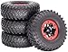 GJJSZ 1.9 Pouces en Acier Inoxydable moyeu de Roue RC Voiture télécommandée véhicule Tout-Terrain Pneu en Caoutchouc Gonflable pour SCX10 TRX4 Rouge