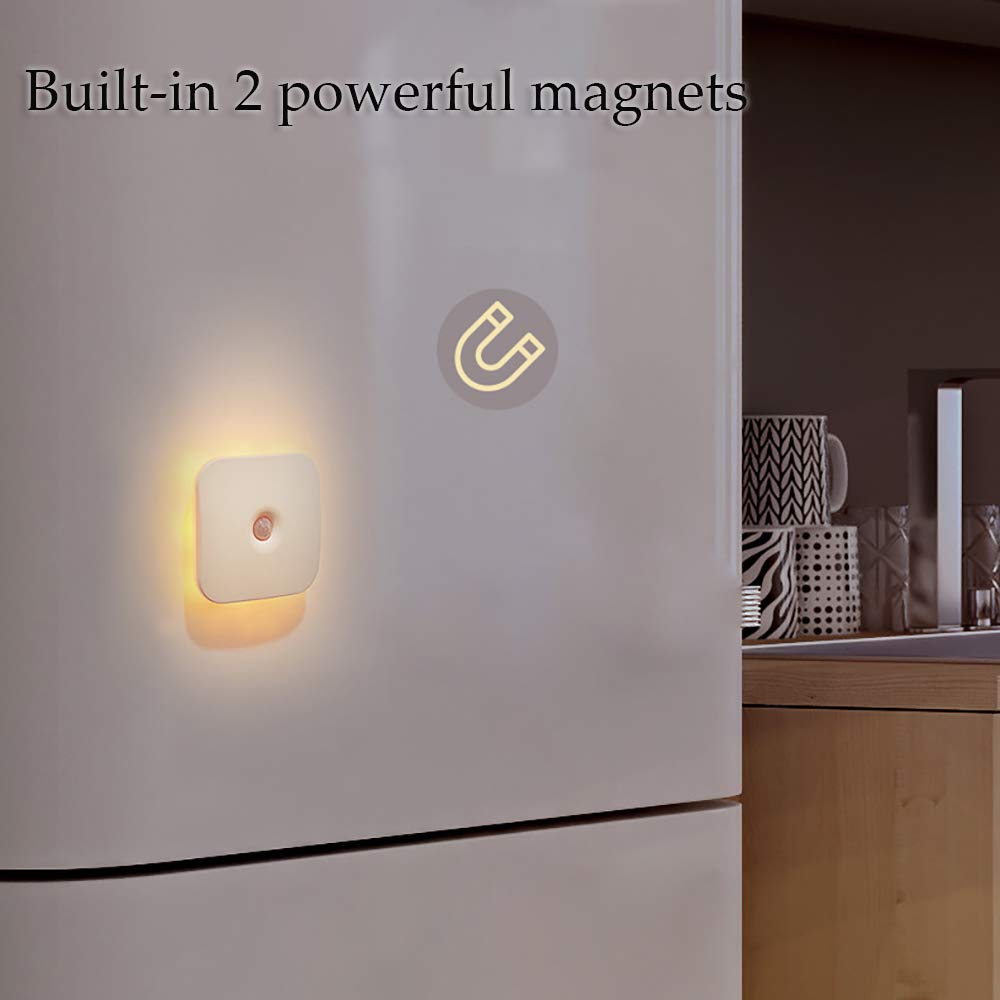 La luz del Sensor, Armario de luz, LED portátil Noche la luz, USB 700mAh batería Recargable, luz de Fondo, imán, baño, Pasillo, Garaje (2 Pack)