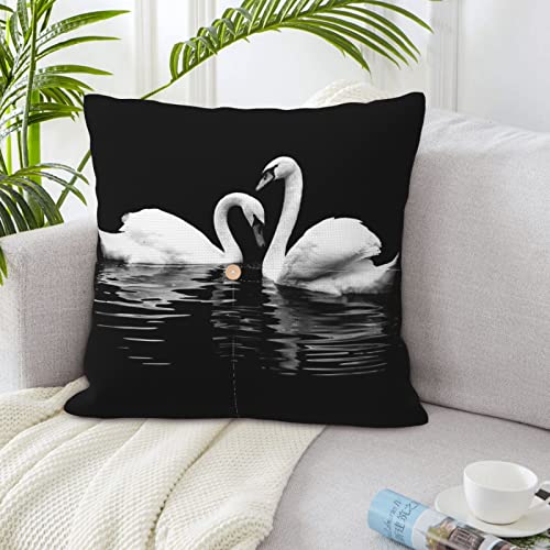 Vucemi Love Swans Couple Printed Throw Pillow Covers Square Linen Cushion Case Farmhouse Decorative Pillowcase Cushion Cover For Sofa Couch Bed 20"X20" #TOP6