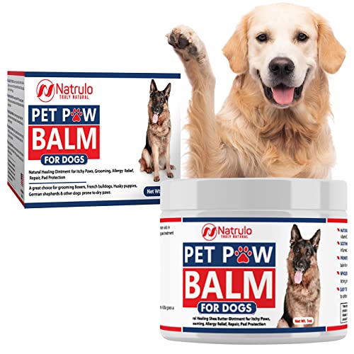 Natrulo Pet Paw Balm for Dog – Natural Healing Ointment for Itchy Paws, Grooming, Allergy Relief, Repair, Pad Protection – Soothing Unscented Shea Butter Moisturizer for Itching, Dryness, Licking 1oz Natrulo Pet Paw Balm for Dog – Natural Healing Ointment for Itchy Paws, Grooming, Allergy Relief, Repair, Pad Protection – Soothing Unscented Shea Butter Moisturizer for Itching, Dryness, Licking 1oz