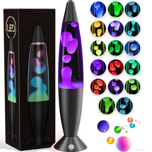 AONESY Lavalampe Groß Led 17 Farbwechsel Steuerbar: Lavalampen 34cm für Erwachsene | Große Lavalampen Schwarz mit Fernbedienung | Kleine Lavalampe...