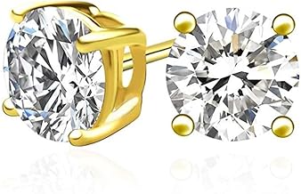 Adabele Authentic Sterling Silver Cubic Zirconia Imitation Diamond Gemstone Stud Earrings April Birthstone Hypoallergenic Nickel Free Tarnish Resistant Women Birthday Fine Jewelry