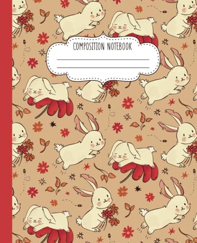 Cute Bunny Composition Notebook: Wide Ruled 110-Page Journal For Rabbit lovers, Kids, College Students, Teachers, School, Office, or Work image 2