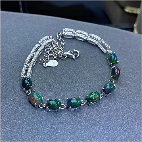 Bracelet en opale noire naturelle et argent 925, le cadeau rétro idéal
