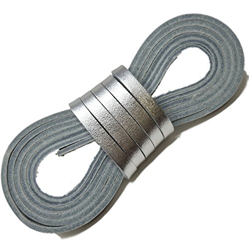 TOFL Leather Straps | 2 Pieces | 72 Inches Long | 1/4 Inch Wide | 1/8 Inch Thick | Baseball and Softball Mitt and Glove Lace, Jewelry, Hanging Pictures, Shelves, Decorating Furniture | Silver