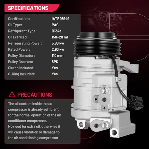 Image of BDFHYK 157312 Air Conditioning A /C Compressor with Clutch Compatible with Cadillac CTS V6 3.0L 2010-2014, CTS V6 3.6L 2008 2009 2010 2011 2012 2013