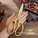AWinjoy Japanese Gold Kitchen Scissors, Heavy Duty Stainless Steel, Multipurpose Cooking Shears, Dishwasher Safe