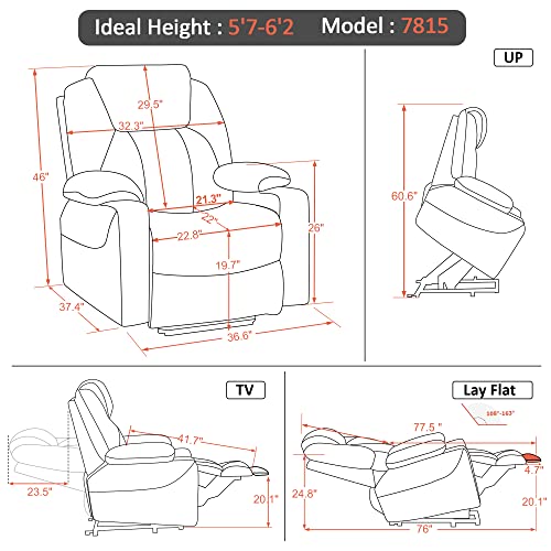 Mcombo Large Dual Motor Power Lift Recliner Chair With Massage And Heat For Big And Tall Elderly People, Infinite Position, Usb Ports, Extended Footrest, Faux Leather 7815 (Light Brown, Large) #TOP2