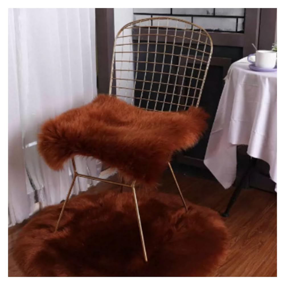 Tapis antidérapant en fausse fourrure lavable marron rouge