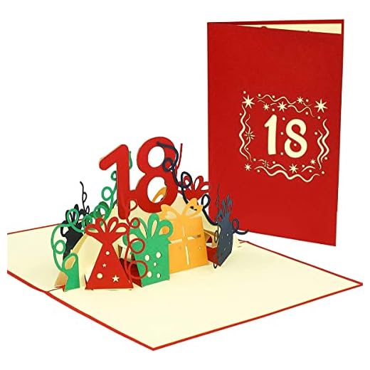 LINPopUp®, LIN17639, tarjeta pop up 3D, tarjeta desplegable de cumpleaños de 18 años, tarjetas de felicitación de 18 años, tarjeta pop up para cumpleaños, aniversario de boda de 18 años, N371