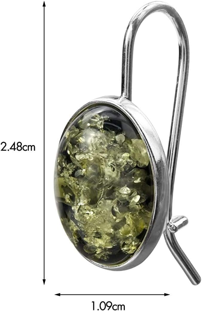 Ian and Valeri Co. Green Amber Sterling Silver French Hook Oval Earrings