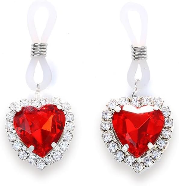 Sparkling CZ Crystal Heart Dangle Non Piercing Fake Nipple Rings for Women Adjustable Nipple Noose Non Pierced Fake Nipple Ring Dainty Fake Nipple Jewelry