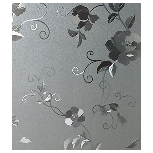 PerfectctPOT fönsterfilm självhäftande frostat glas film ogenomskinlig sekretess film anti-UV för hem kontor bil fönster statisk klistring glas klistermärke, pion, 45 x 100 cm