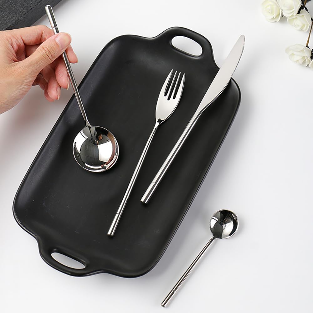 Besteckset, Silbernes Geschirrset, Besteckset aus Edelstahl, Küchenutensiliensets, Messer, Löffel, Gabeln, Set für den Spiegel im Restaurant zu Hause (Gold 64) (Gold 48)