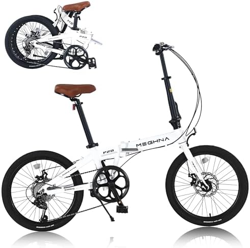 YHUBHSIS 20" Folding City Commuter Bike, 7-Speed Shimano, Lightweight Aluminum Frame, Foldable Bicycle for Adults, Compact Folding Bike for Commuting & Outdoor Riding, Mini Portable (White)