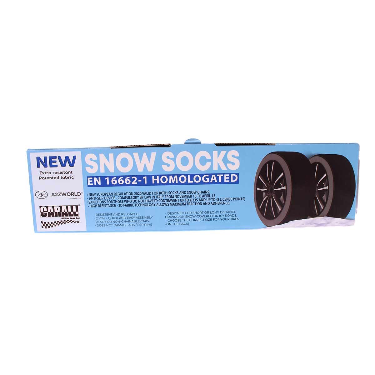 A2ZWorld Cadena de nieve textil para neumáticos, calcetines de nieve para automóviles, aprobado EN 16662-1, color negro, tamaño (L)