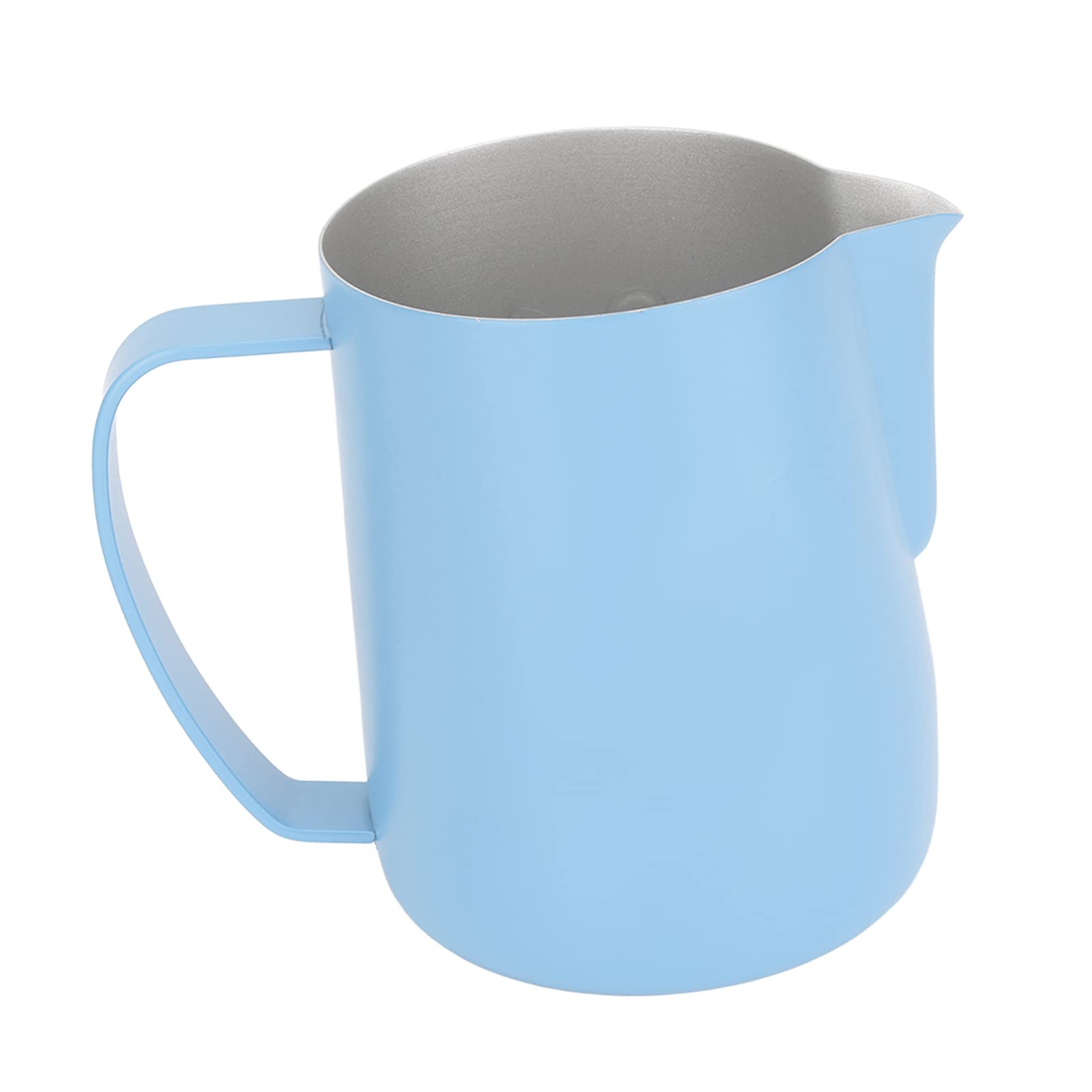 Jarra para latte art de 450 ml en acero inoxidable azul claro para espumar leche perfecta en casa.