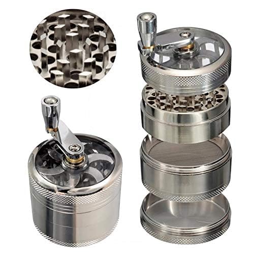Premium 4-Layer Metal Weed Grinder with Hand Crank, Manual Crusher with Pollen Filter-image-35